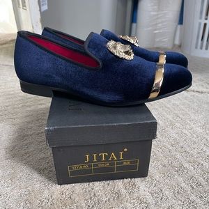 Blue Suede Velvet Loafers